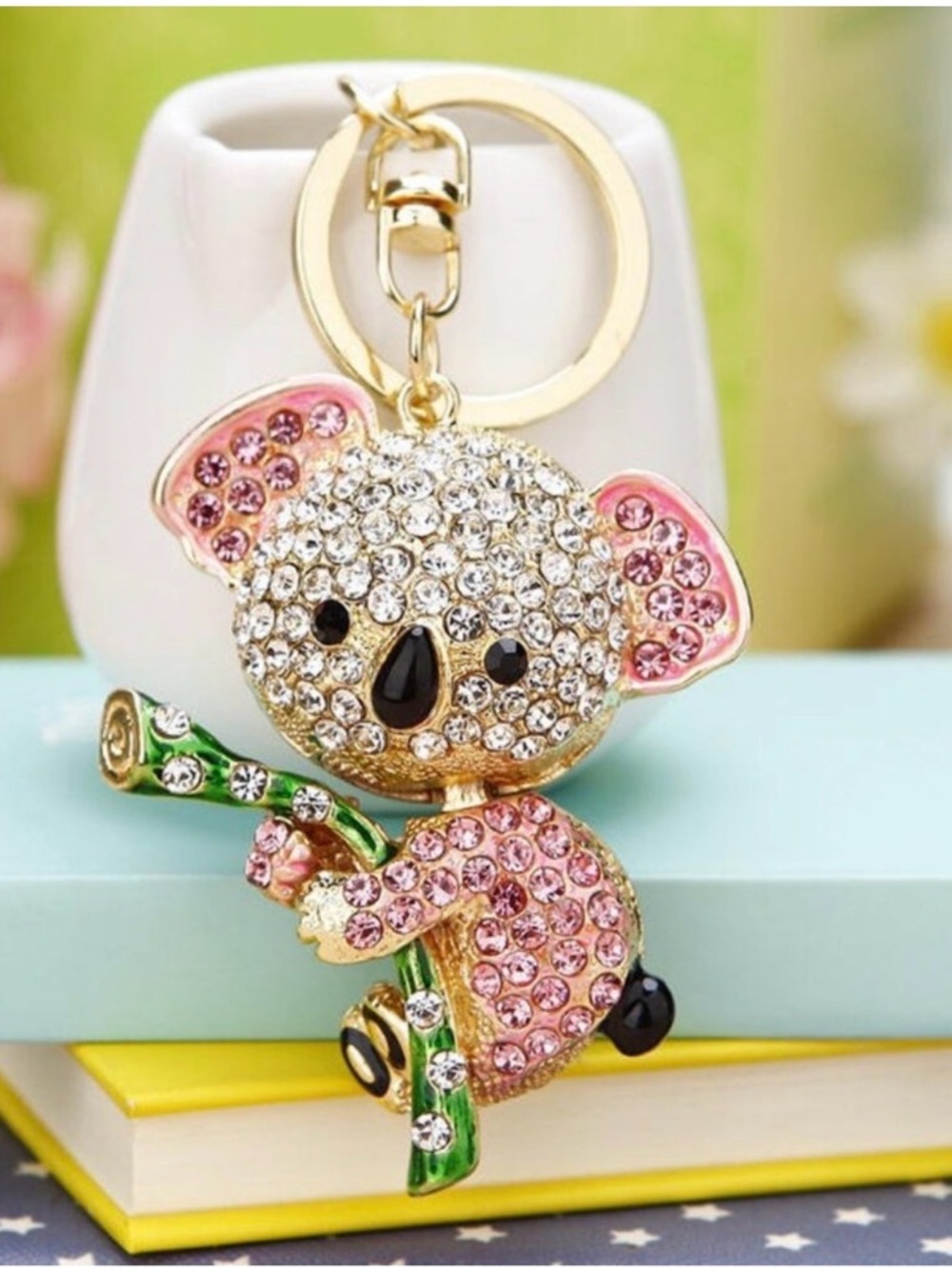 Koala Bear Rhinestone Gold Keychain Bag Charm Purse Accessory - Picture 3 of 5